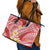Plumeria Polynesian Coral Glitter Pattern Leather Tote Bag