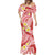 Plumeria Polynesian Coral Glitter Pattern Mermaid Dress