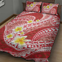 Plumeria Polynesian Coral Glitter Pattern Quilt Bed Set