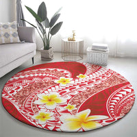 Plumeria Polynesian Coral Glitter Pattern Round Carpet LT01 - Polynesian Pride