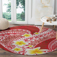 Plumeria Polynesian Coral Glitter Pattern Round Carpet LT01 - Polynesian Pride