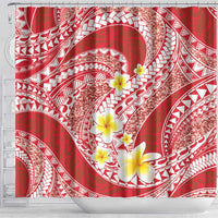 Plumeria Polynesian Coral Glitter Pattern Shower Curtain