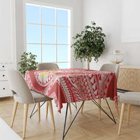 Plumeria Polynesian Coral Glitter Pattern Tablecloth