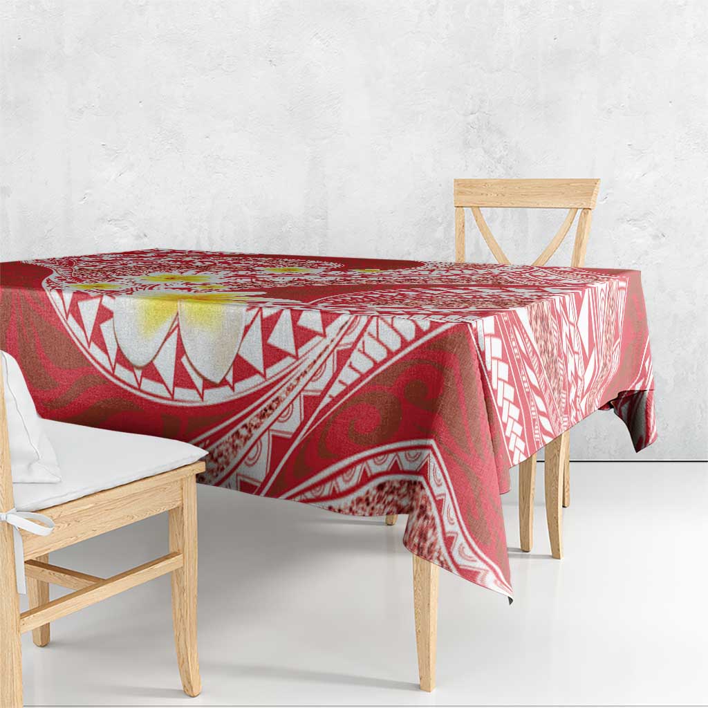 Plumeria Polynesian Coral Glitter Pattern Tablecloth