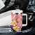 Plumeria Polynesian Coral Glitter Pattern Tumbler With Handle