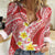 Plumeria Polynesian Coral Glitter Pattern Women Casual Shirt