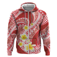 Plumeria Polynesian Coral Glitter Pattern Zip Hoodie LT01 Zip Hoodie Coral - Polynesian Pride