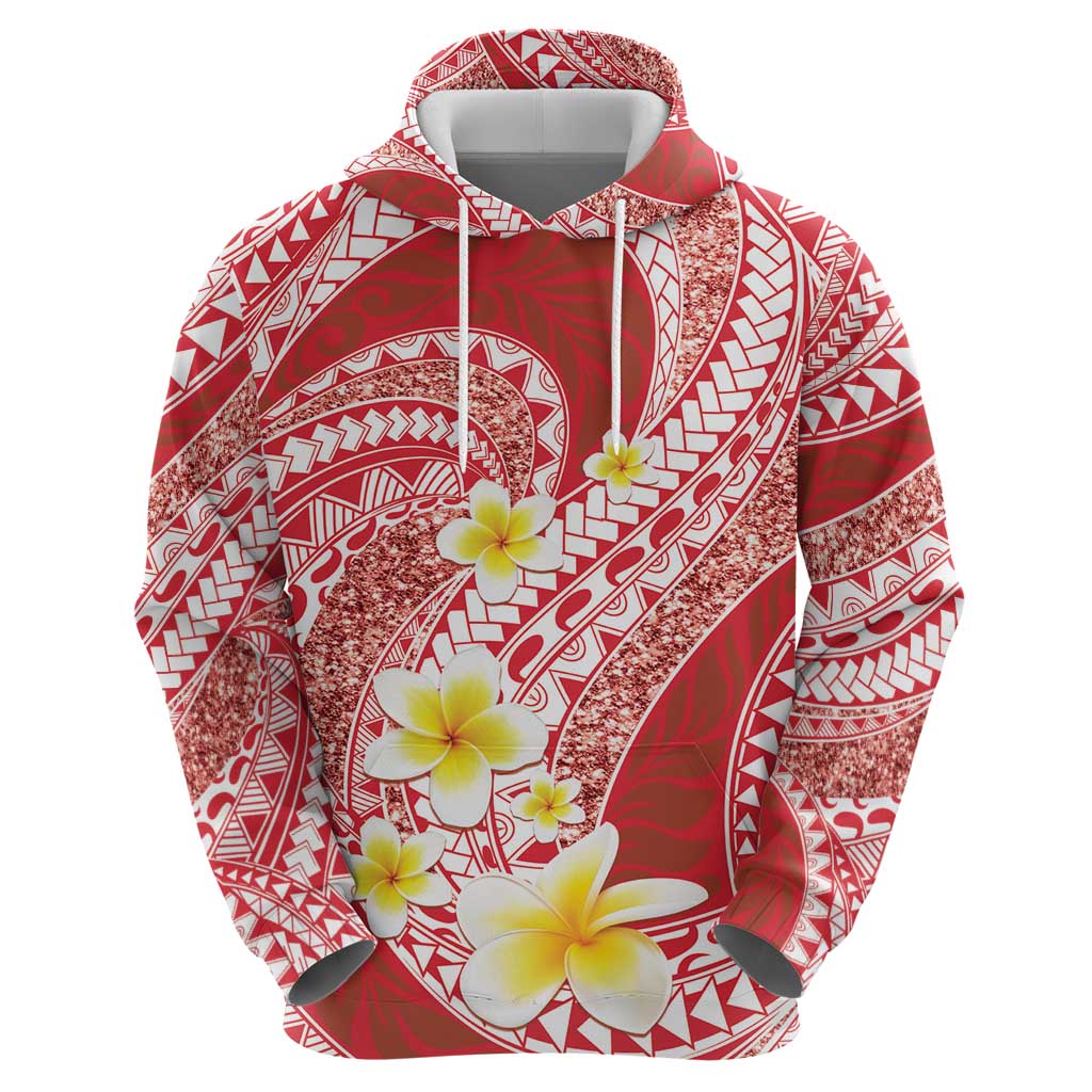 Plumeria Polynesian Coral Glitter Pattern Zip Hoodie LT01 - Polynesian Pride