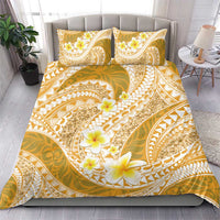 Plumeria Polynesian Gold Glitter Pattern Bedding Set