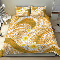 Plumeria Polynesian Gold Glitter Pattern Bedding Set
