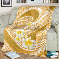 Plumeria Polynesian Gold Glitter Pattern Blanket
