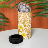 Plumeria Polynesian Gold Glitter Pattern 4 in 1 Can Cooler Tumbler