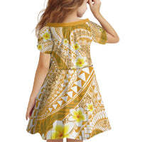 Plumeria Polynesian Gold Glitter Pattern Family Matching Off Shoulder Maxi Dress and Hawaiian Shirt