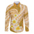 Plumeria Polynesian Gold Glitter Pattern Family Matching Summer Maxi Dress and Hawaiian Shirt