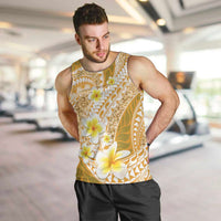 Plumeria Polynesian Gold Glitter Pattern Men Tank Top