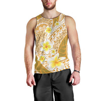 Plumeria Polynesian Gold Glitter Pattern Men Tank Top