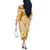 Plumeria Polynesian Gold Glitter Pattern Off The Shoulder Long Sleeve Dress