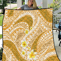 Plumeria Polynesian Gold Glitter Pattern Quilt LT01 Gold - Polynesian Pride