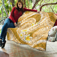 Plumeria Polynesian Gold Glitter Pattern Quilt LT01 - Polynesian Pride