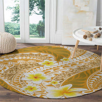 Plumeria Polynesian Gold Glitter Pattern Round Carpet LT01 - Polynesian Pride