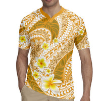 Plumeria Polynesian Gold Glitter Pattern Rugby Jersey