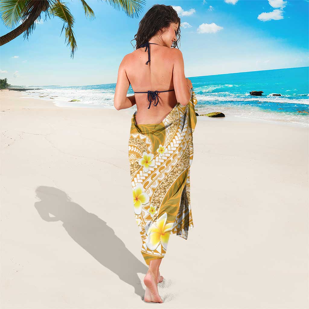 Plumeria Polynesian Gold Glitter Pattern Sarong