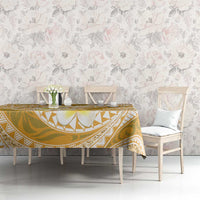 Plumeria Polynesian Gold Glitter Pattern Tablecloth