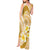 Plumeria Polynesian Gold Glitter Pattern Tank Maxi Dress