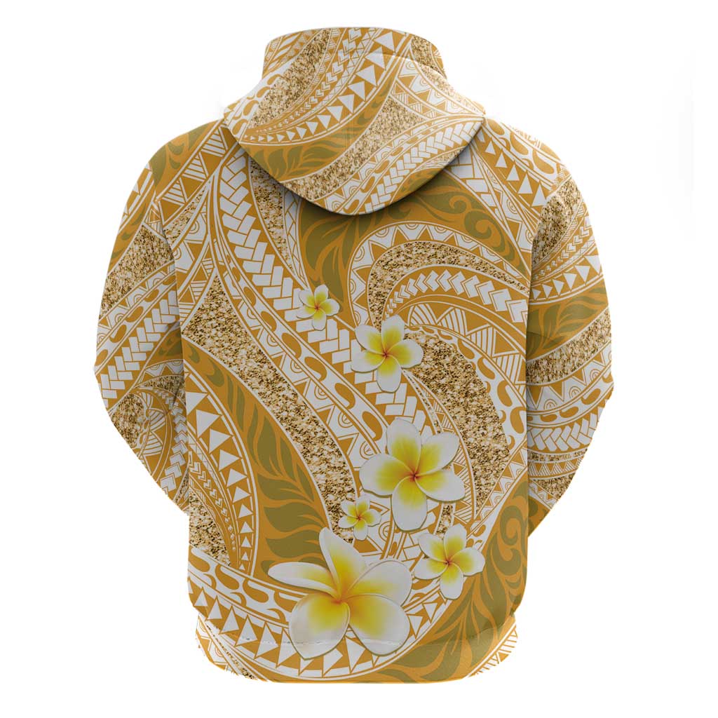 Plumeria Polynesian Gold Glitter Pattern Zip Hoodie LT01 - Polynesian Pride