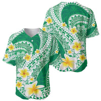 Plumeria Polynesian Green Glitter Pattern Baseball Jersey LT01 - Polynesian Pride