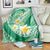 Plumeria Polynesian Green Glitter Pattern Blanket
