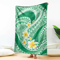 Plumeria Polynesian Green Glitter Pattern Blanket