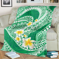 Plumeria Polynesian Green Glitter Pattern Blanket