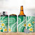 Plumeria Polynesian Green Glitter Pattern 4 in 1 Can Cooler Tumbler