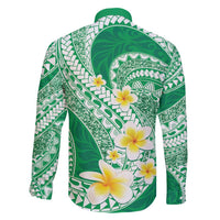 Plumeria Polynesian Green Glitter Pattern Family Matching Tank Maxi Dress and Hawaiian Shirt LT01 - Polynesian Pride