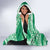 Plumeria Polynesian Green Glitter Pattern Hooded Blanket