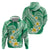 Plumeria Polynesian Green Glitter Pattern Hoodie