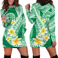 Plumeria Polynesian Green Glitter Pattern Hoodie Dress LT01 - Polynesian Pride