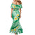 Plumeria Polynesian Green Glitter Pattern Mermaid Dress