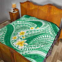 Plumeria Polynesian Green Glitter Pattern Quilt LT01 - Polynesian Pride