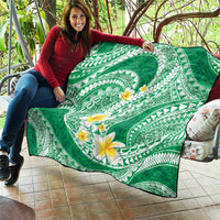 Plumeria Polynesian Green Glitter Pattern Quilt LT01 - Polynesian Pride