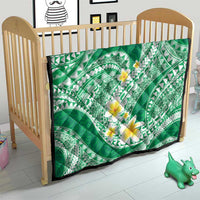 Plumeria Polynesian Green Glitter Pattern Quilt LT01 - Polynesian Pride