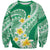 Plumeria Polynesian Green Glitter Pattern Sweatshirt