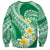 Plumeria Polynesian Green Glitter Pattern Sweatshirt
