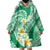 Plumeria Polynesian Green Glitter Pattern Wearable Blanket Hoodie