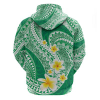 Plumeria Polynesian Green Glitter Pattern Zip Hoodie LT01 - Polynesian Pride