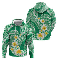 Plumeria Polynesian Green Glitter Pattern Zip Hoodie LT01 - Polynesian Pride