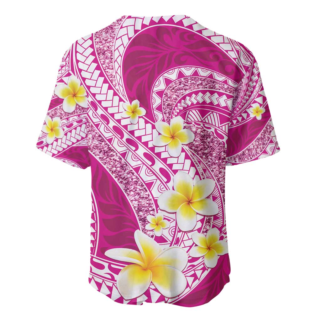 Plumeria Polynesian Pink Glitter Pattern Baseball Jersey LT01 - Polynesian Pride