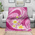 Plumeria Polynesian Pink Glitter Pattern Blanket