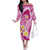 Plumeria Polynesian Pink Glitter Pattern Family Matching Off The Shoulder Long Sleeve Dress and Hawaiian Shirt